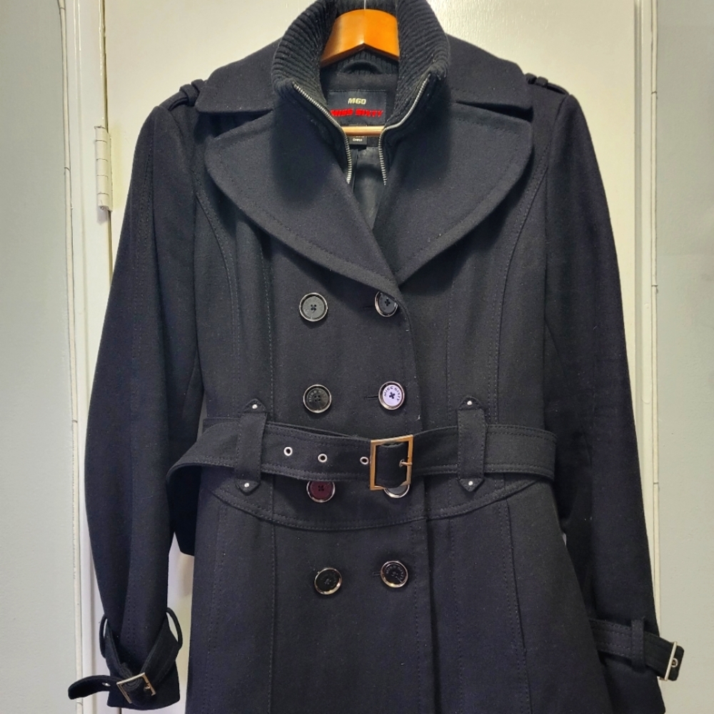 Miss Sixty Women's Fashion Pea Coat, Black, Size Large
